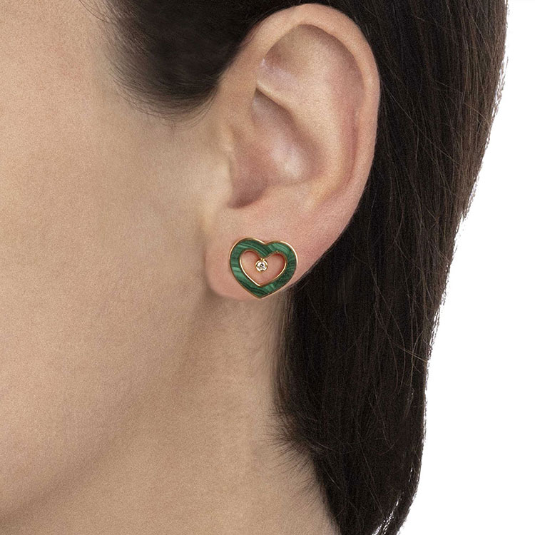 Malachite and Diamond Studs
