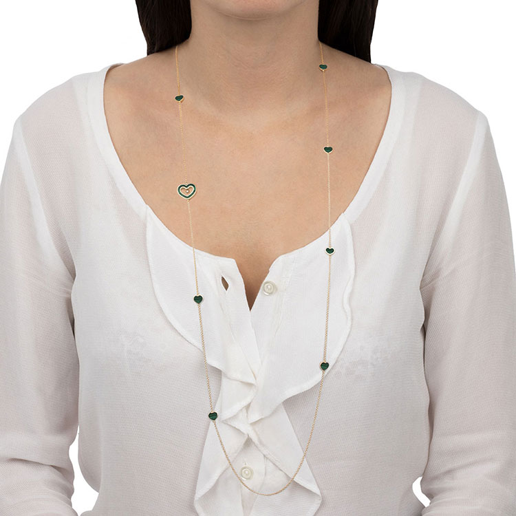 Malachite Diamond Heart Necklace