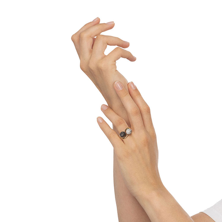 Black And White Diamond Sphere Ring