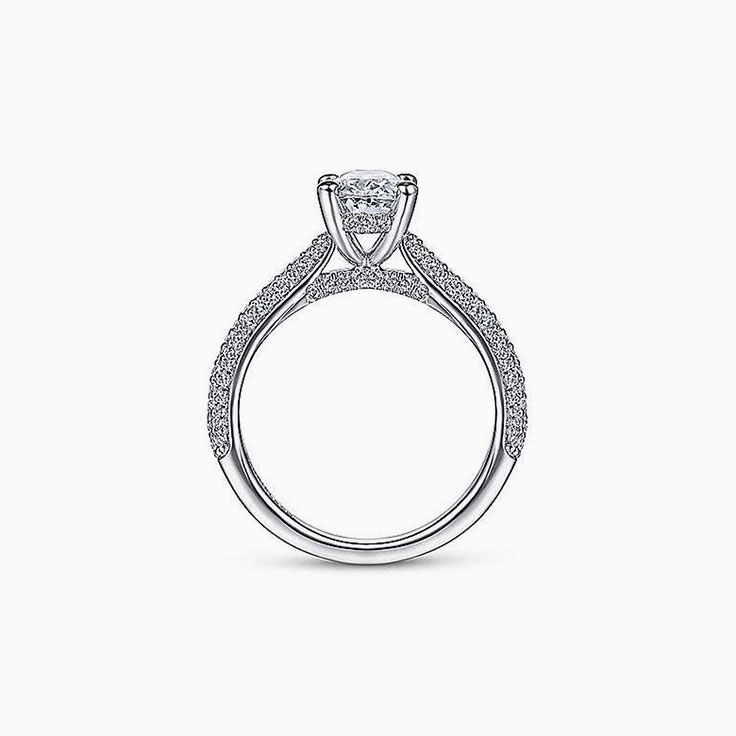 Oval cut on a pave band engagement ring